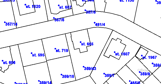 Parcela st. 665 v KÚ Nový Jičín-Dolní Předměstí, Katastrální mapa