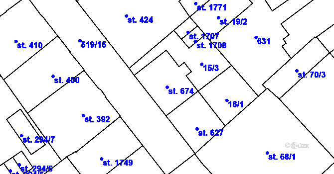 Parcela st. 674 v KÚ Nový Jičín-Dolní Předměstí, Katastrální mapa