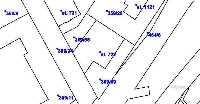 Parcela st. 722 v KÚ Nový Jičín-Dolní Předměstí, Katastrální mapa