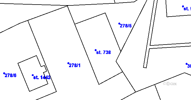 Parcela st. 738 v KÚ Nový Jičín-Dolní Předměstí, Katastrální mapa