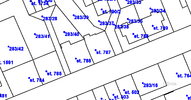Parcela st. 787 v KÚ Nový Jičín-Dolní Předměstí, Katastrální mapa