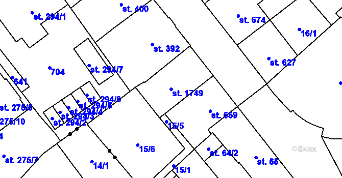 Parcela st. 1749 v KÚ Nový Jičín-Dolní Předměstí, Katastrální mapa