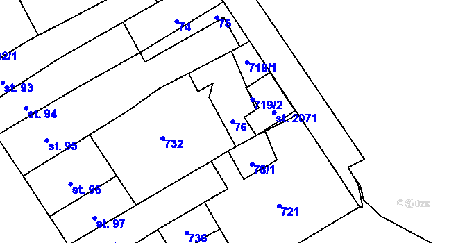 Parcela st. 76 v KÚ Nový Jičín-Dolní Předměstí, Katastrální mapa