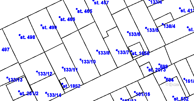 Parcela st. 133/8 v KÚ Nový Jičín-Dolní Předměstí, Katastrální mapa
