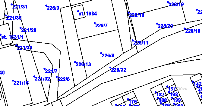Parcela st. 226/8 v KÚ Nový Jičín-Dolní Předměstí, Katastrální mapa