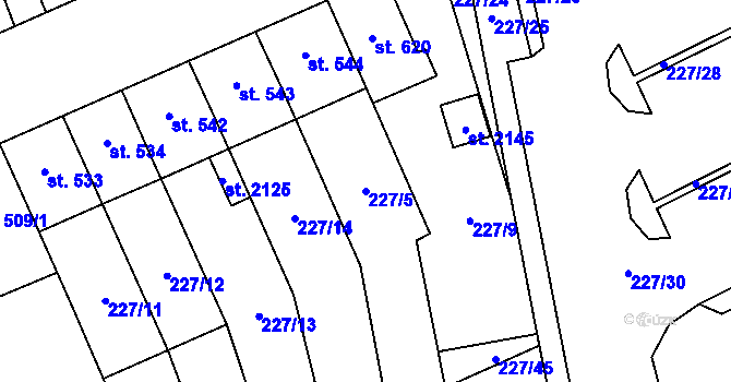 Parcela st. 227/5 v KÚ Nový Jičín-Dolní Předměstí, Katastrální mapa
