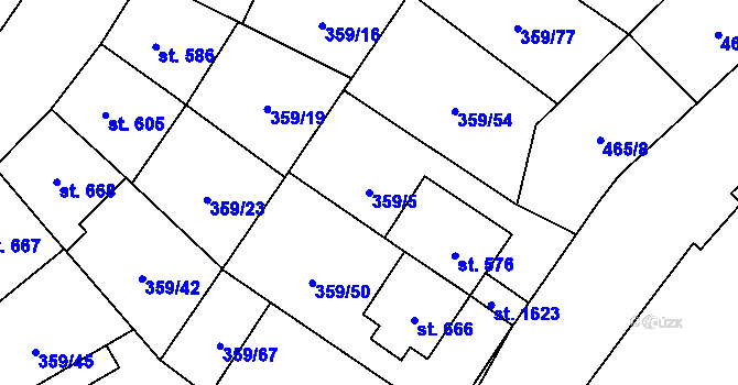 Parcela st. 359/5 v KÚ Nový Jičín-Dolní Předměstí, Katastrální mapa