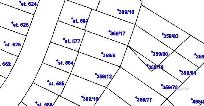 Parcela st. 359/6 v KÚ Nový Jičín-Dolní Předměstí, Katastrální mapa