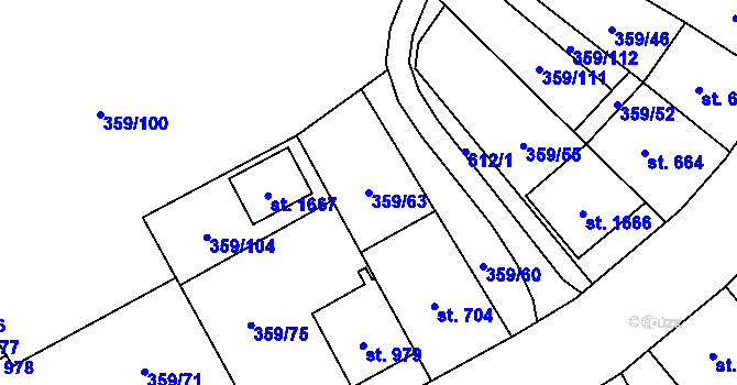 Parcela st. 359/63 v KÚ Nový Jičín-Dolní Předměstí, Katastrální mapa