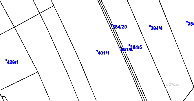 Parcela st. 401/1 v KÚ Nový Jičín-Dolní Předměstí, Katastrální mapa