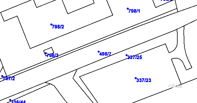 Parcela st. 498/7 v KÚ Nový Jičín-Dolní Předměstí, Katastrální mapa