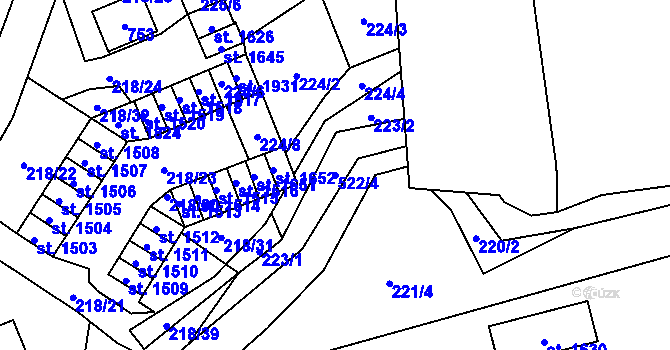 Parcela st. 522/4 v KÚ Nový Jičín-Dolní Předměstí, Katastrální mapa