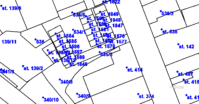 Parcela st. 535/3 v KÚ Nový Jičín-Dolní Předměstí, Katastrální mapa