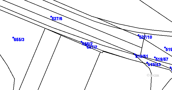 Parcela st. 657/2 v KÚ Nový Jičín-Dolní Předměstí, Katastrální mapa