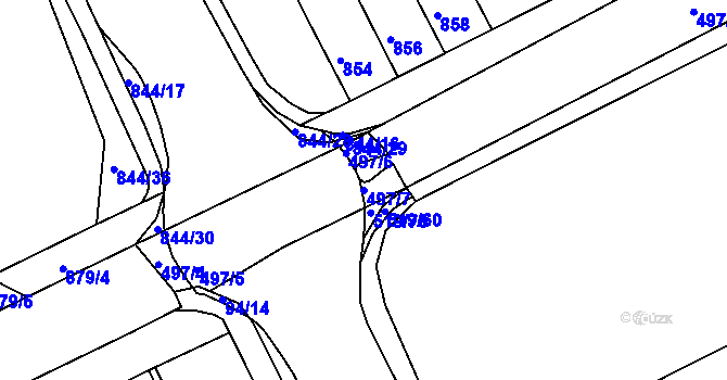 Parcela st. 497/7 v KÚ Nový Jičín-Dolní Předměstí, Katastrální mapa