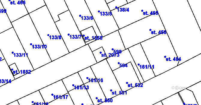 Parcela st. 2073 v KÚ Nový Jičín-Dolní Předměstí, Katastrální mapa