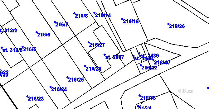 Parcela st. 2087 v KÚ Nový Jičín-Dolní Předměstí, Katastrální mapa