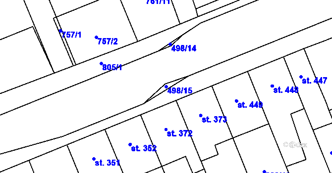 Parcela st. 498/15 v KÚ Nový Jičín-Dolní Předměstí, Katastrální mapa