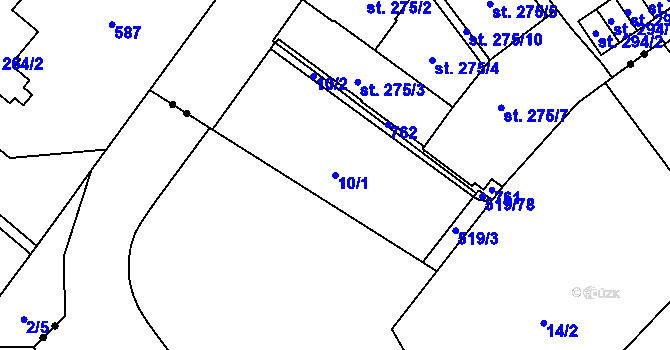 Parcela st. 10/1 v KÚ Nový Jičín-Dolní Předměstí, Katastrální mapa