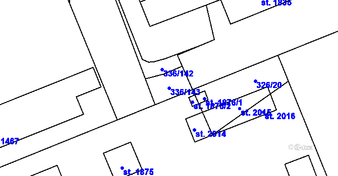 Parcela st. 336/143 v KÚ Nový Jičín-Dolní Předměstí, Katastrální mapa
