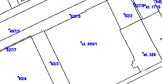 Parcela st. 495/1 v KÚ Nový Jičín-Dolní Předměstí, Katastrální mapa