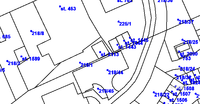 Parcela st. 2113 v KÚ Nový Jičín-Dolní Předměstí, Katastrální mapa