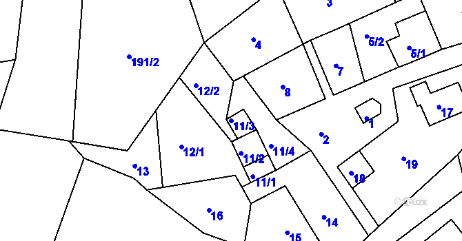 Parcela st. 11/3 v KÚ Žilina u Nového Jičína, Katastrální mapa