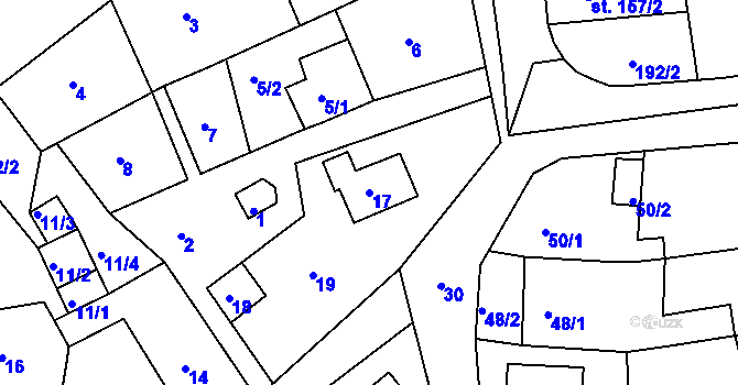 Parcela st. 17 v KÚ Žilina u Nového Jičína, Katastrální mapa
