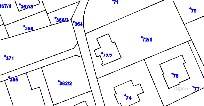 Parcela st. 72/2 v KÚ Žilina u Nového Jičína, Katastrální mapa
