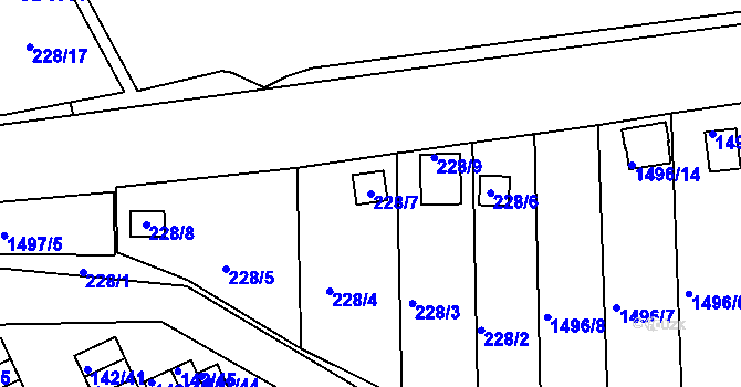 Parcela st. 228/7 v KÚ Žilina u Nového Jičína, Katastrální mapa