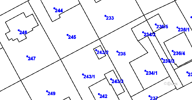 Parcela st. 243/2 v KÚ Žilina u Nového Jičína, Katastrální mapa