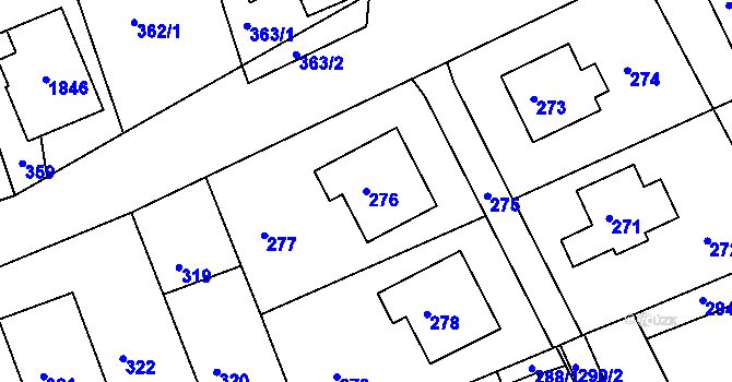 Parcela st. 276 v KÚ Žilina u Nového Jičína, Katastrální mapa