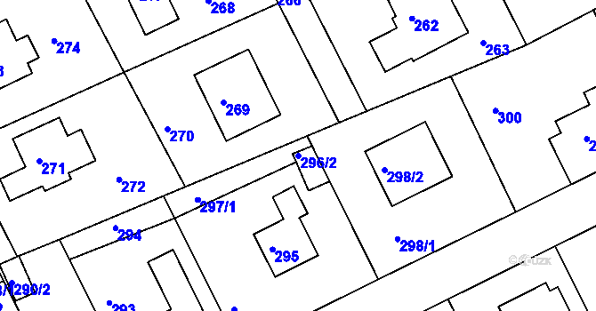 Parcela st. 296/2 v KÚ Žilina u Nového Jičína, Katastrální mapa