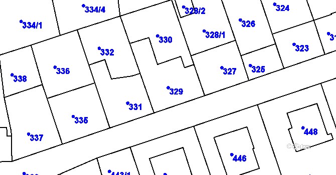 Parcela st. 329 v KÚ Žilina u Nového Jičína, Katastrální mapa
