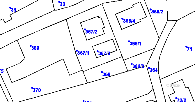 Parcela st. 367/3 v KÚ Žilina u Nového Jičína, Katastrální mapa