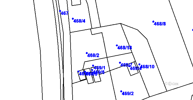 Parcela st. 468/2 v KÚ Žilina u Nového Jičína, Katastrální mapa