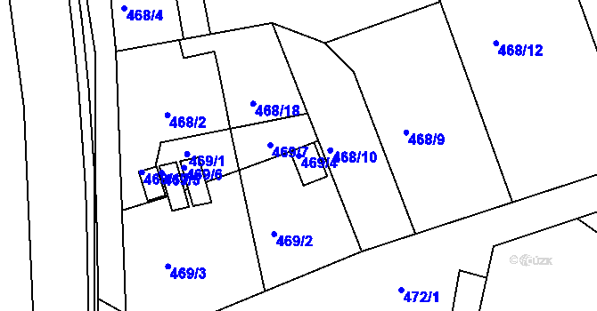 Parcela st. 469/4 v KÚ Žilina u Nového Jičína, Katastrální mapa