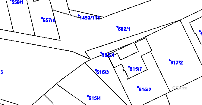Parcela st. 562/4 v KÚ Žilina u Nového Jičína, Katastrální mapa