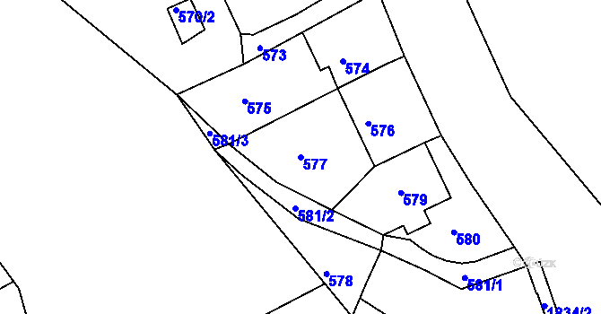 Parcela st. 577 v KÚ Žilina u Nového Jičína, Katastrální mapa