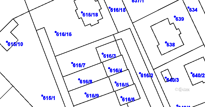 Parcela st. 616/3 v KÚ Žilina u Nového Jičína, Katastrální mapa