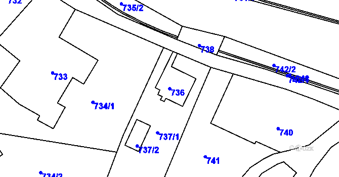 Parcela st. 736 v KÚ Žilina u Nového Jičína, Katastrální mapa