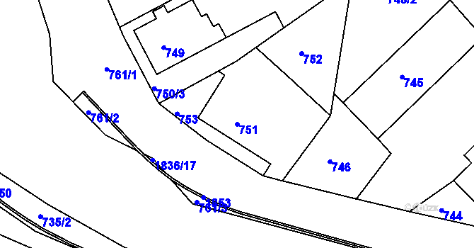 Parcela st. 751 v KÚ Žilina u Nového Jičína, Katastrální mapa
