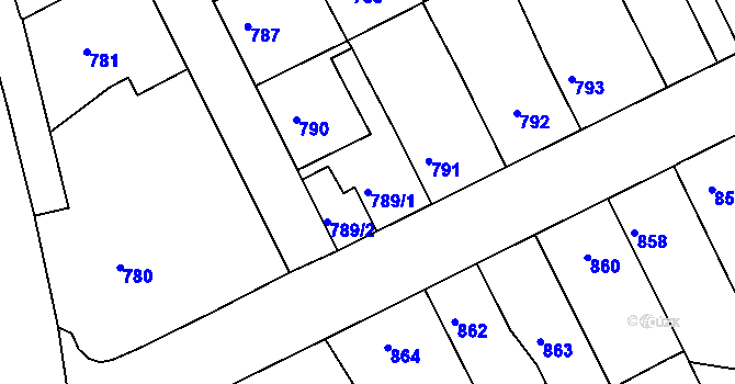 Parcela st. 789/1 v KÚ Žilina u Nového Jičína, Katastrální mapa