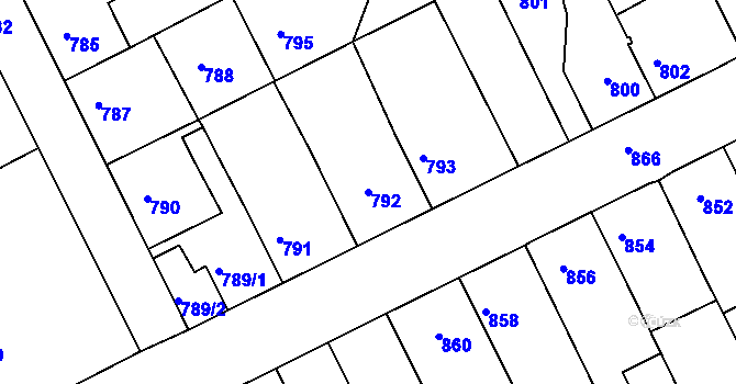 Parcela st. 792 v KÚ Žilina u Nového Jičína, Katastrální mapa