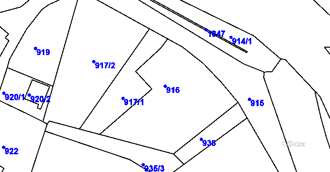 Parcela st. 916 v KÚ Žilina u Nového Jičína, Katastrální mapa