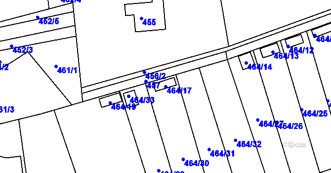 Parcela st. 464/17 v KÚ Žilina u Nového Jičína, Katastrální mapa