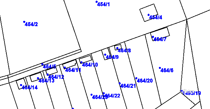 Parcela st. 464/9 v KÚ Žilina u Nového Jičína, Katastrální mapa
