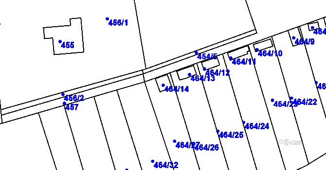 Parcela st. 464/14 v KÚ Žilina u Nového Jičína, Katastrální mapa