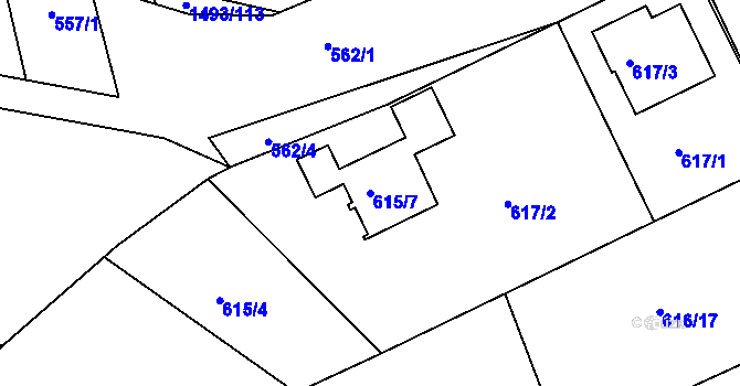 Parcela st. 615/7 v KÚ Žilina u Nového Jičína, Katastrální mapa
