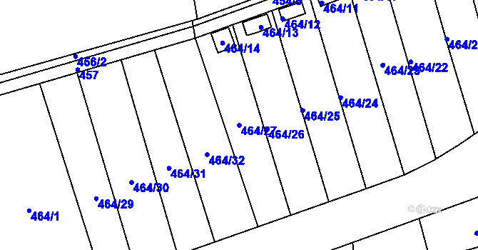 Parcela st. 464/27 v KÚ Žilina u Nového Jičína, Katastrální mapa